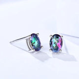 925 Silver Topaz Gemstone Stud Earrings for Women