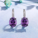 925 Silver Colorful Gemstone Amethyst Earrings with 18k Ear Buckle