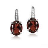 925 Silver Colorful Gemstone Amethyst Earrings with 18k Ear Buckle