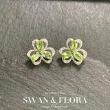 Natural Peridot 925 Silver Stud Earrings For Women Green Jewelry Gift