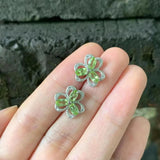 Natural Peridot 925 Silver Stud Earrings For Women Green Jewelry Gift