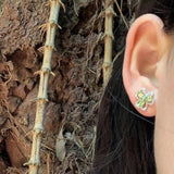 Natural Peridot 925 Silver Stud Earrings For Women Green Jewelry Gift