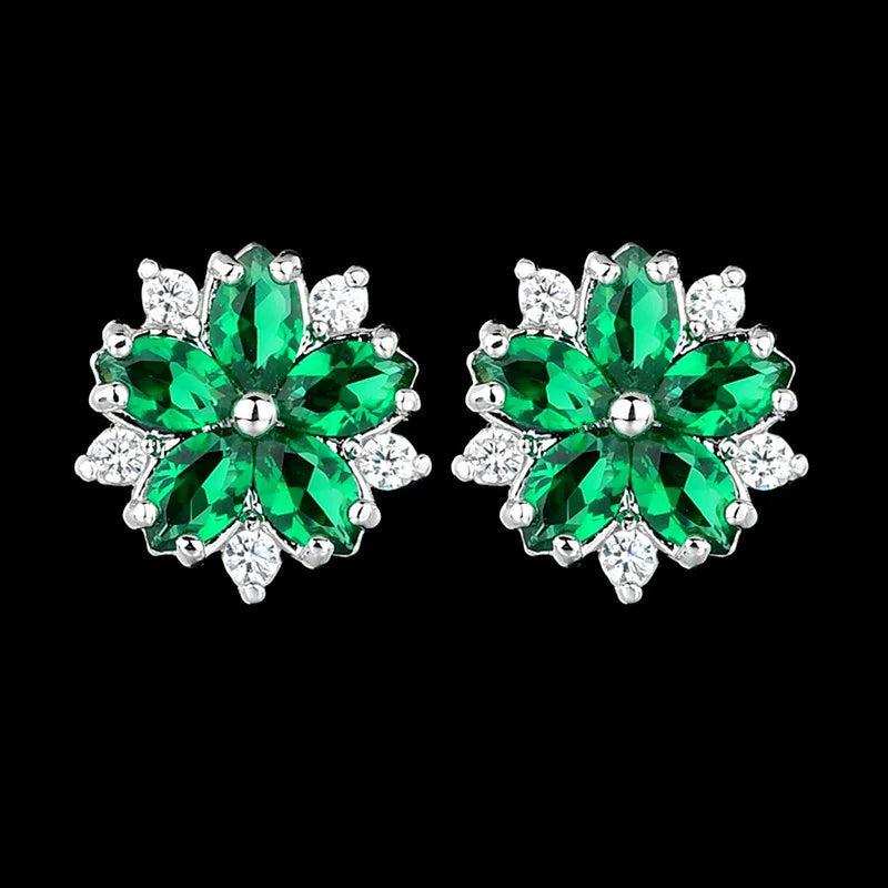 Pink Topaz Sakura Stud Earrings 925 Sterling Silver Women's Jewelry