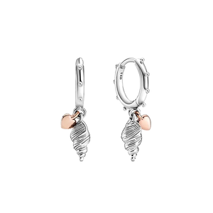Summer 925 Sterling Silver Heart and Conch Shell Earrings