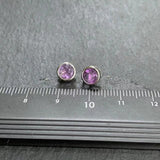Natural Amethyst Stud Earrings 925 Sterling Silver Vintage Femme Gift