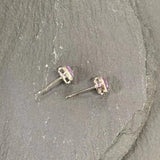 Natural Amethyst Stud Earrings 925 Sterling Silver Vintage Femme Gift