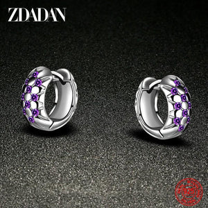 925 Silver Amethyst Hoop Earrings Women Wedding Jewelry