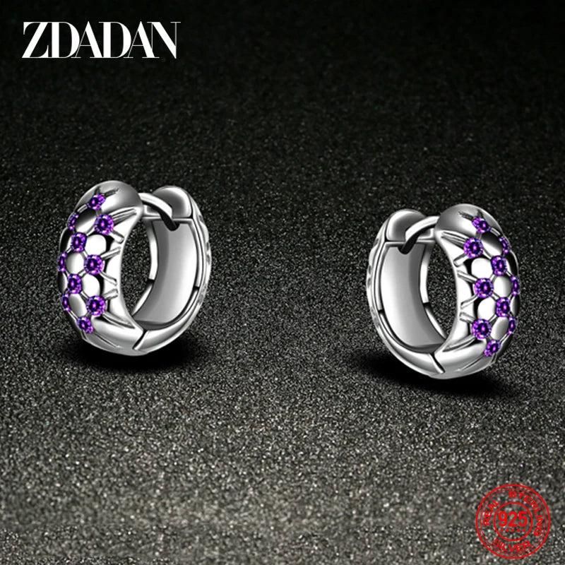 925 Silver Amethyst Hoop Earrings Women Wedding Jewelry