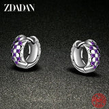 925 Silver Amethyst Hoop Earrings Women Wedding Jewelry