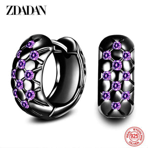 925 Silver Amethyst Hoop Earrings Women Wedding Jewelry