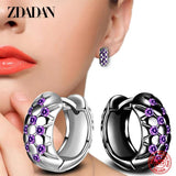 925 Silver Amethyst Hoop Earrings Women Wedding Jewelry
