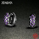 925 Silver Amethyst Hoop Earrings Women Wedding Jewelry