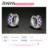 925 Silver Amethyst Hoop Earrings Women Wedding Jewelry