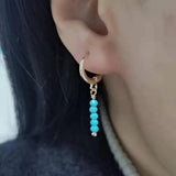 Turquoise Bar Earrings 14K Filled Dainty Gemstone Dangle Hoops