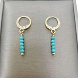 Turquoise Bar Earrings 14K Filled Dainty Gemstone Dangle Hoops