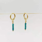 Turquoise Bar Earrings 14K Filled Dainty Gemstone Dangle Hoops