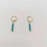 Turquoise Bar Earrings 14K Filled Dainty Gemstone Dangle Hoops