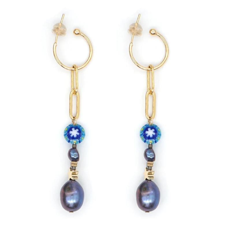 Stainless Steel Earring Women Danglers Star Pearl Bead Jewelry