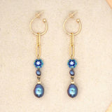 Stainless Steel Earring Women Danglers Star Pearl Bead Jewelry