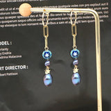 Stainless Steel Earring Women Danglers Star Pearl Bead Jewelry