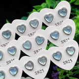 Natural Aquamarine Heart Shape Stud Earrings for Women