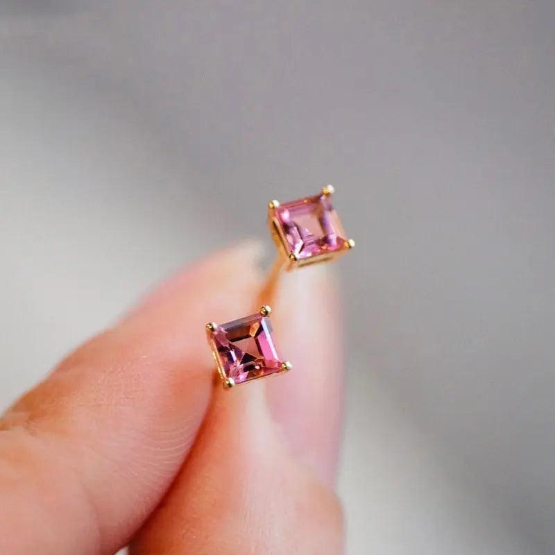 Vintage Pink Stud Earrings for Women Jewelry
