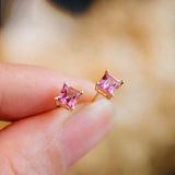 Vintage Pink Stud Earrings for Women Jewelry
