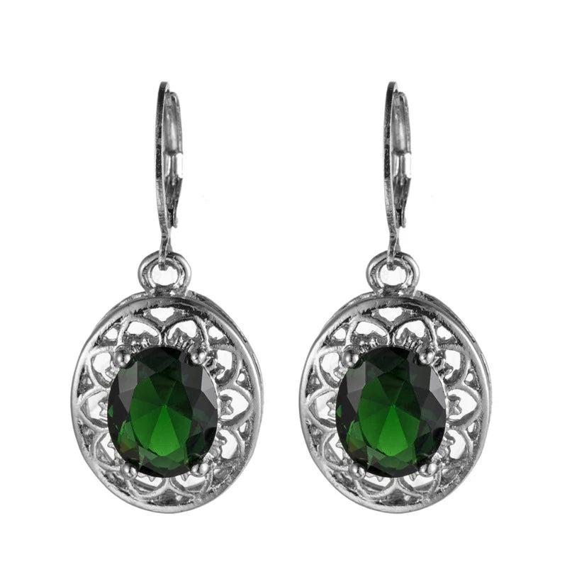 Yuzuk Sterling Silver Earrings Green Gemstones Wedding Women