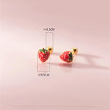 925 Silver Sweet Glue Drop Strawberry Threaded Stud Earrings