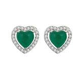 Green Jade Heart Earrings 925 Silver Agate Charm Jewelry