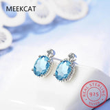 1ct Oval Natural Sky Topaz 925 Silver Stud Earrings
