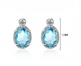 1ct Oval Natural Sky Topaz 925 Silver Stud Earrings