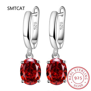 Gemstone Stud Earrings 925 Sterling Silver for Women