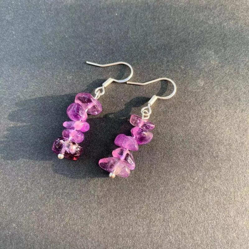 Rose Quartz Hoop Earrings Natural Stone Dangle Gift