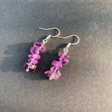 Rose Quartz Hoop Earrings Natural Stone Dangle Gift