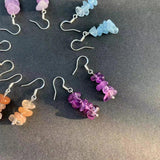 Rose Quartz Hoop Earrings Natural Stone Dangle Gift