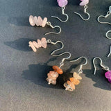 Rose Quartz Hoop Earrings Natural Stone Dangle Gift