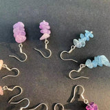 Rose Quartz Hoop Earrings Natural Stone Dangle Gift
