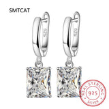 Square Topaz Amethyst Citrine Garnet Created Sapphire Ruby Emerald Stud Earrings