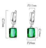 Square Topaz Amethyst Citrine Garnet Created Sapphire Ruby Emerald Stud Earrings