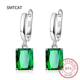 Square Topaz Amethyst Citrine Garnet Created Sapphire Ruby Emerald Stud Earrings