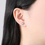 Sterling Silver CZ Four Leaf Stud Earrings