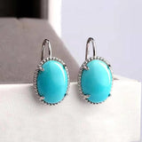Ethnic Turquoise Ear Hook Earrings - Rose Gemstone