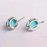 Ethnic Turquoise Ear Hook Earrings - Rose Gemstone