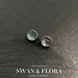 Aquamarine 925 Sterling Silver Stud Earrings Women Jewelry Gift Green