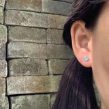 Aquamarine 925 Sterling Silver Stud Earrings Women Jewelry Gift Green