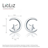 925 Silver Moon & Star Stud Earrings Women Dating Party Jewelry