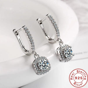 2CT Moissanite Huggie Hoop Earrings 925 Sterling Silver Dangle Earrings