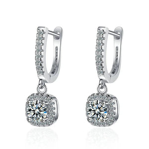 2CT Moissanite Huggie Hoop Earrings 925 Sterling Silver Dangle Earrings
