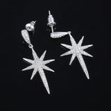 Romantic Topaz Zircon 925 Silver Star Dangle Earrings for Women